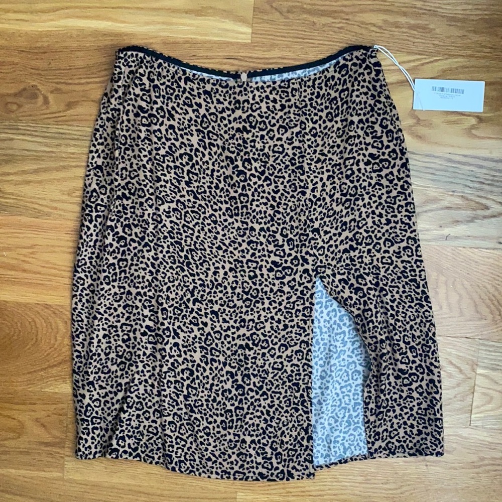 REFORMATION leopard mini skirt with slit
